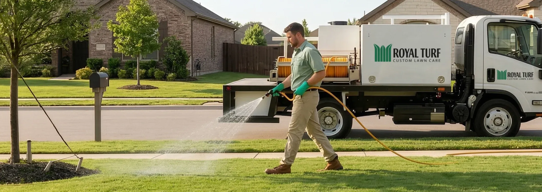 spraying lawn